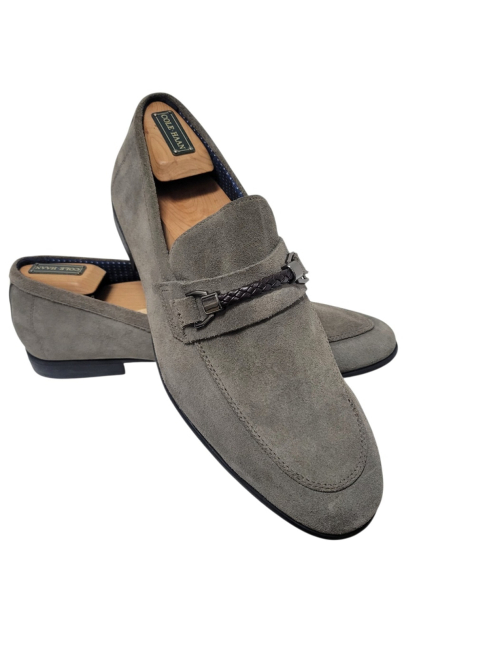 SECTION X Men Gray Saint Braid Bit Venetian Suede Leather Shoes Size 10.5M NWOT